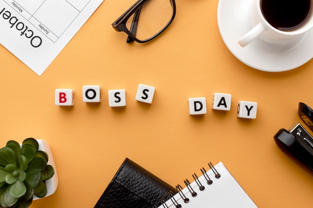 Tampilan atas konsep hari bos bahagia
