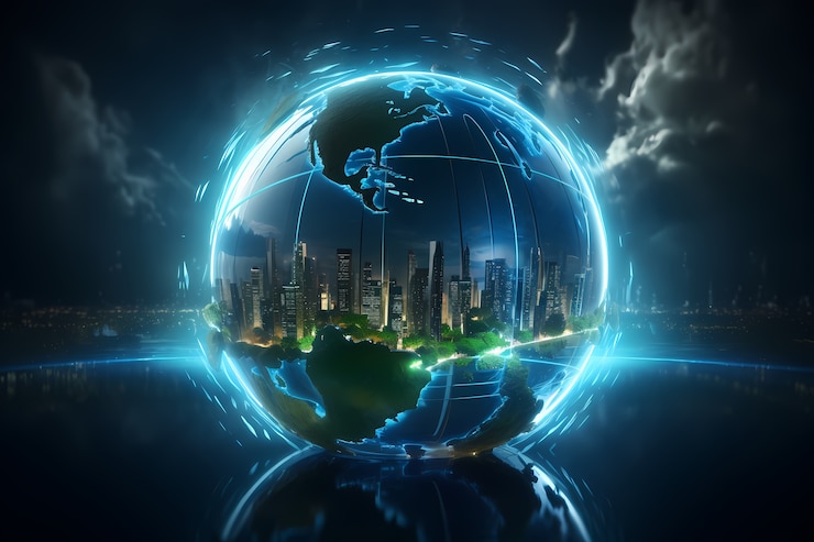 Photo Gratis tampilan futuristik planet bumi berteknologi tinggi