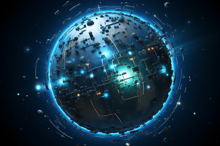 Photo Gratis tampilan futuristik planet bumi berteknologi tinggi