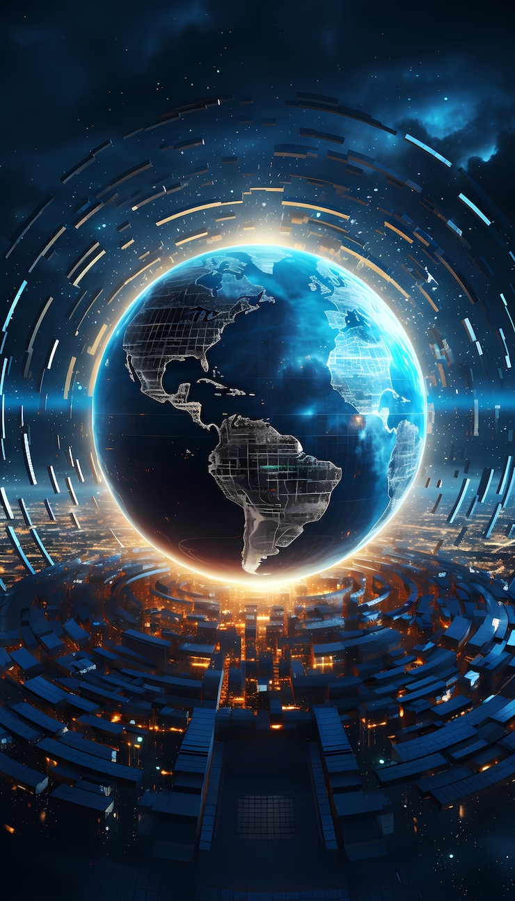 Photo Gratis tampilan futuristik planet bumi berteknologi tinggi