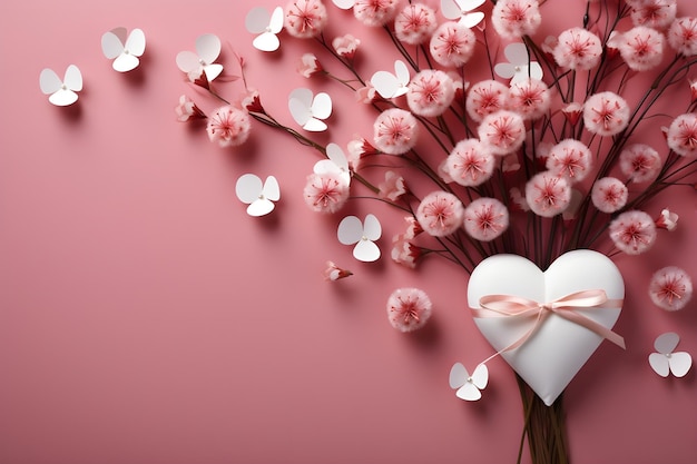 tarjeta del día de san valentín con decoración floral rosa