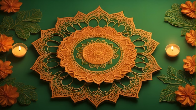 Foto gratuita tarjeta de felicitación feliz diwali con mandala ilustración vectorial