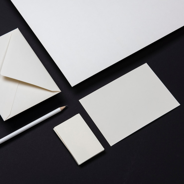 Foto gratuito tarjetas de visita elegantes del negocio de los efectos de escritorio blancos