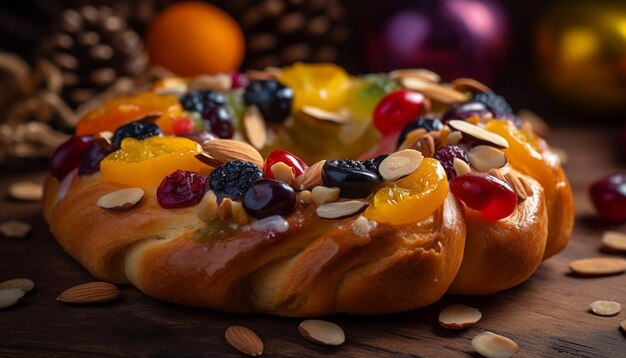 Tarta de bayas recién horneada: una dulce delicia generada por IA