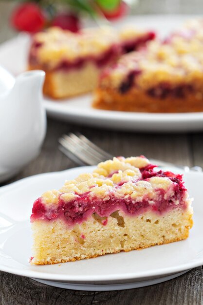 Tarta de frambuesa en un plato