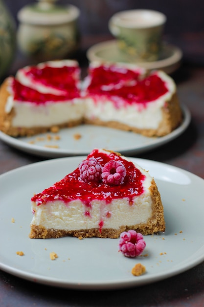 Tarta de queso de frambuesa fresca