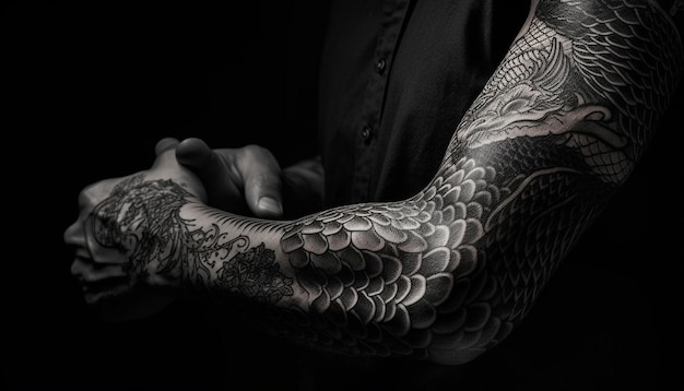 Foto gratuita tatuaje en blanco y negro del símbolo de una serpiente generado por ia
