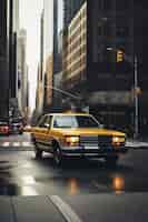 Foto gratuita taxi amarillo en la ciudad