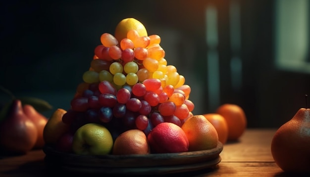 Foto gratuita tazón de fruta fresca saludable colorido y delicioso generado por ia