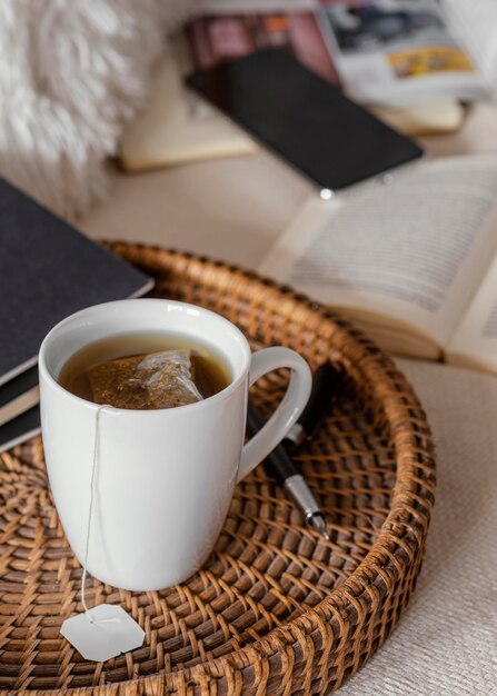 Té de alto ángulo para el desayuno