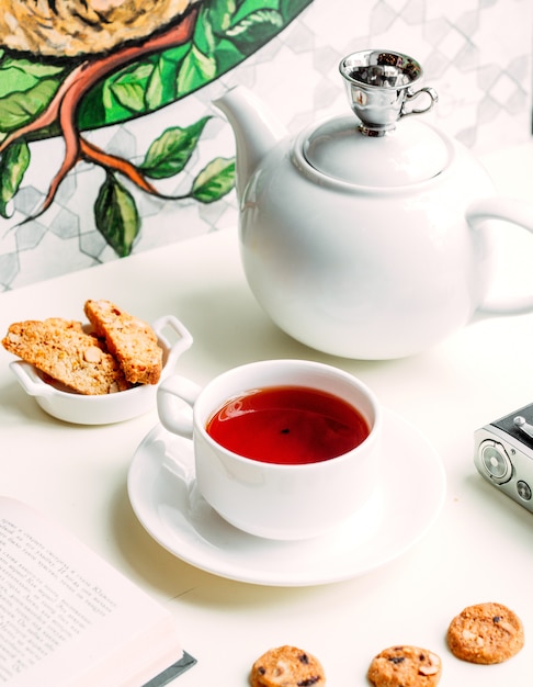 Té rojo con unas galletas