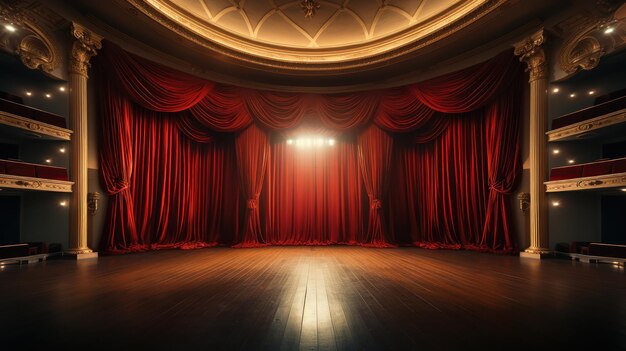 Teatro vacío con una cortina roja