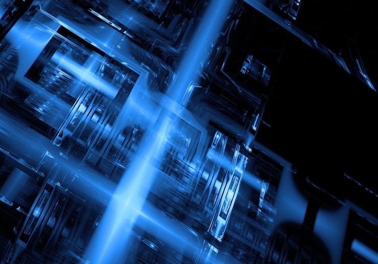 Photo Gratis technological blue background of circuit