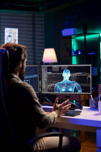Técnico informático asombrado por la inteligencia artificial que se vuelve consciente