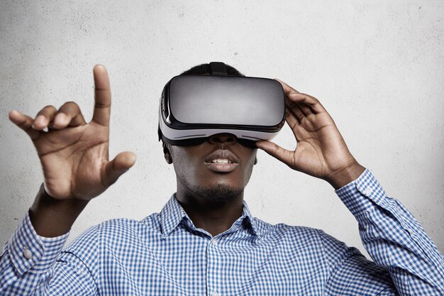 Tecnología 3d, realidad virtual y concepto de entretenimiento.