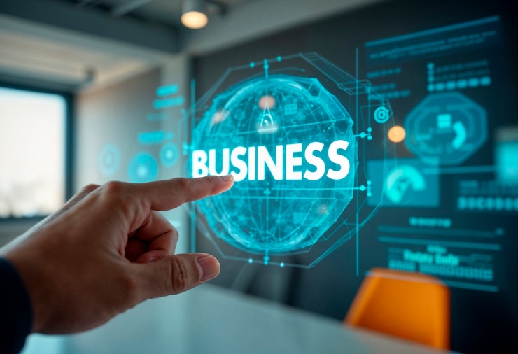 Foto gratuito tecnología empresarial moderna con interfaz de pantalla táctil