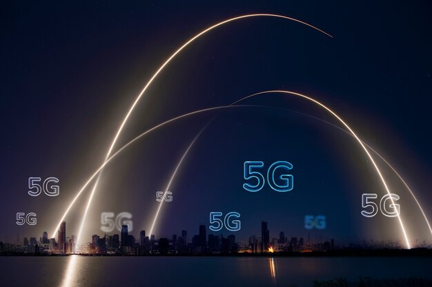 Tecnología de fondo de ciudad inteligente de red 5G