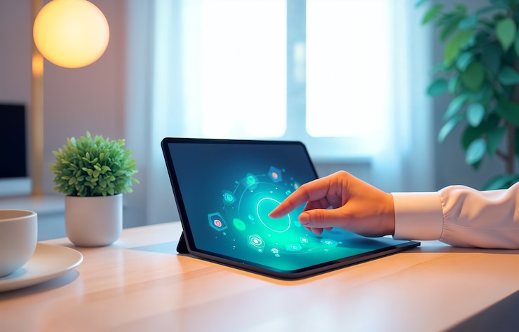 Foto gratuito tecnología y holograma ilustrados