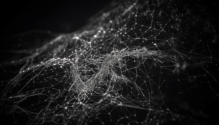 Foto gratuito telaraña brillante sobre fondo abstracto oscuro generado por ia