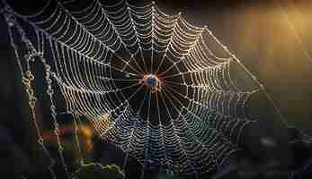 Foto gratuita una telaraña con gotas de agua sobre ella