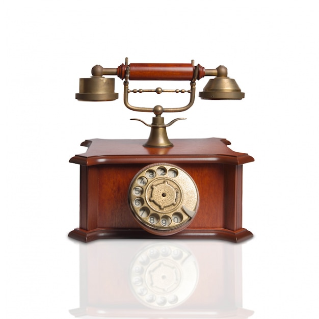 Teléfono vintage hecho de madera