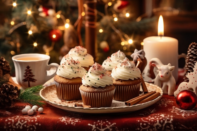 Tema de invierno deliciosos cupcakes