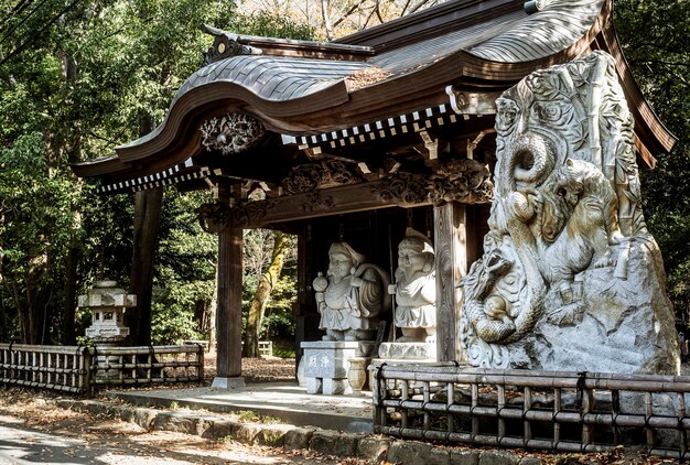 Templo japonés con estatuas