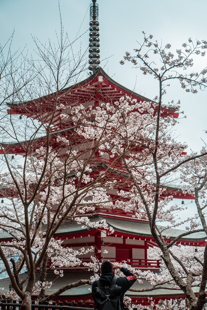 Templo japonés rojo y blanco