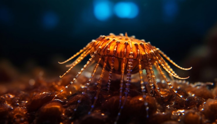 Foto gratuito tentáculo multicolor de un pez cnidario venenoso generado por ia
