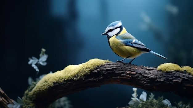 Foto gratuita teta azul en una rama de un árbol