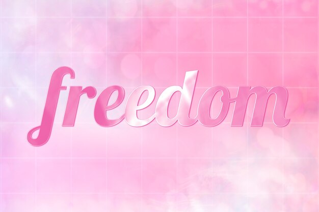 Texto estético Freedom en linda fuente rosa brillante