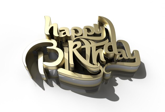 Texto de feliz cumpleaños en 3D - Trazado de recorte creado con la herramienta Pluma incluido en JPEG Fácil de componer.