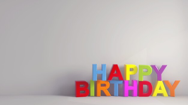Texto de feliz cumpleaños colorido simple cerca de un fondo de pantalla gris