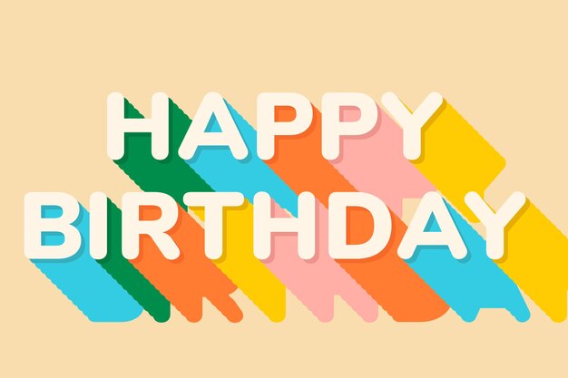 Texto de feliz cumpleaños en fuente de sombra