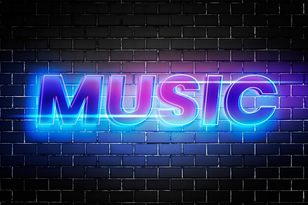 Texto de la música en brillo 3D