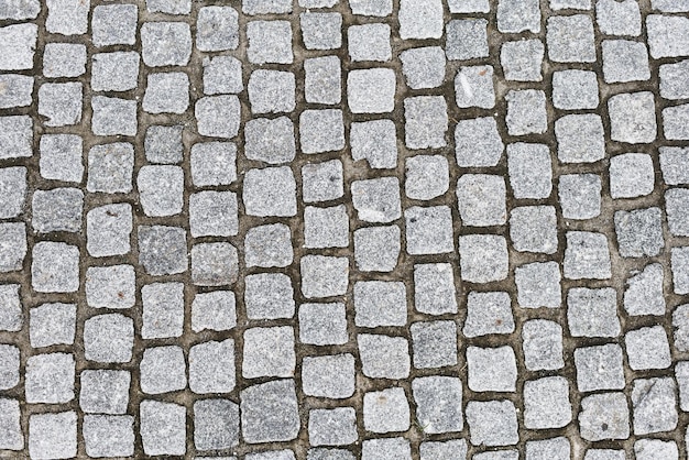 Textura de un pavimento de granito de adoquines