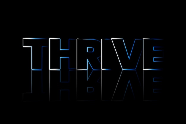 Foto gratuita thrive tipografía de estilo de sombra sobre fondo negro