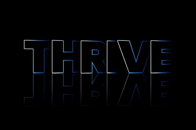 Thrive tipografía de estilo de sombra sobre fondo negro