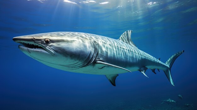 Tiburón aterrador bajo el agua