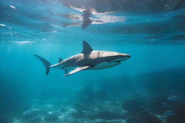 Tiburón peligroso bajo el agua