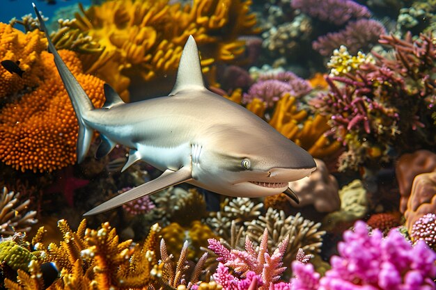 Tiburón realista en el océano