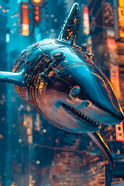 El tiburón robot futurista