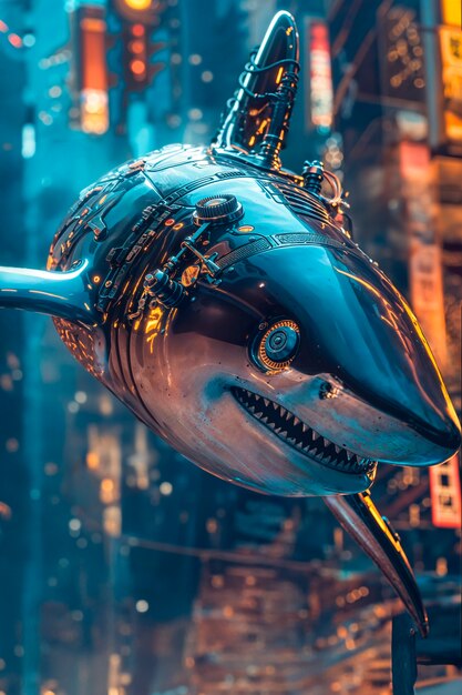 El tiburón robot futurista
