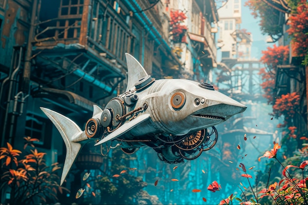 El tiburón robot futurista