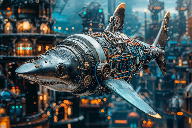 El tiburón robot futurista