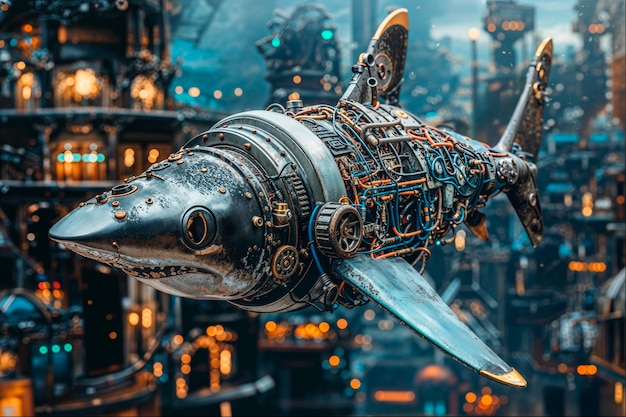 El tiburón robot futurista
