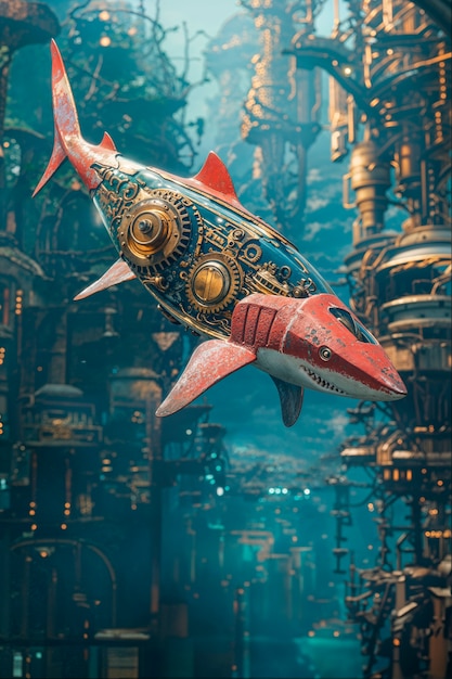 El tiburón robot futurista