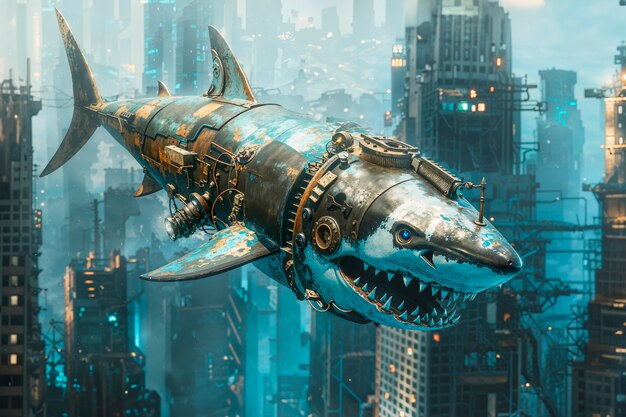 El tiburón robot futurista