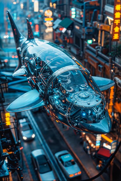 El tiburón robot futurista