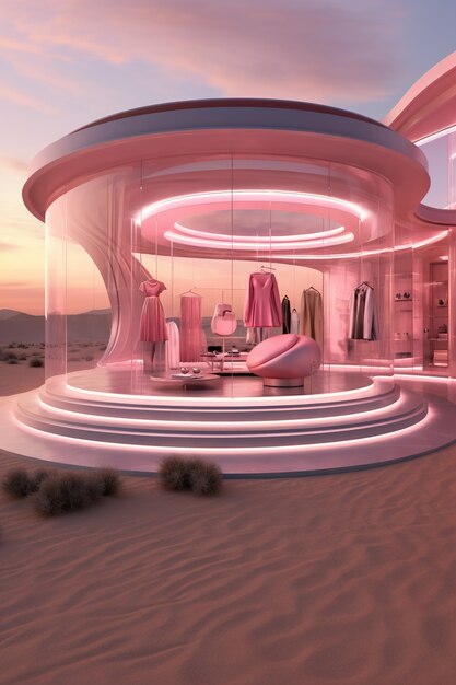 Foto gratuita tienda abstracta con concepto y arquitectura futurista